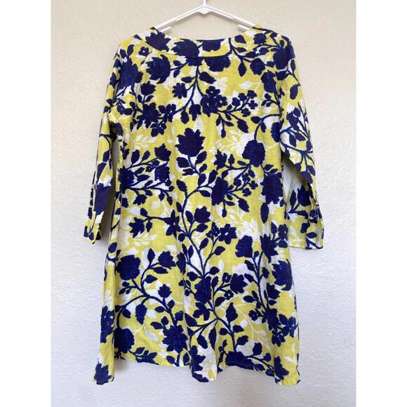Tyler Boe Women's Blue/Yellow Floral Linen Shift Dress Sz S - Picture 4 of 9